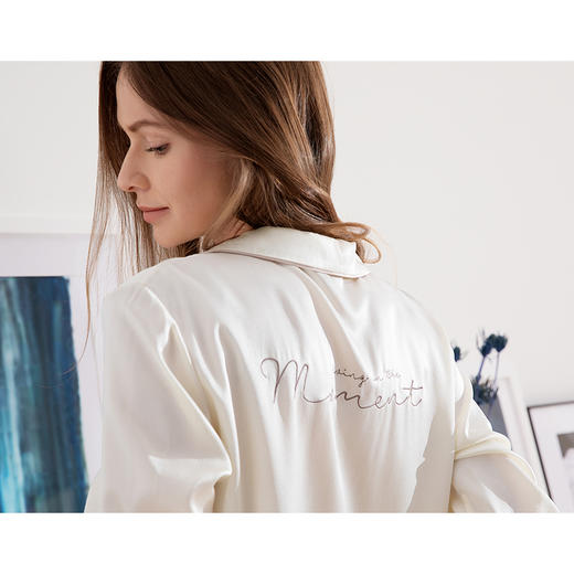 金三塔19姆米真丝衬衫式睡衣女100%桑蚕丝性感松衬衣可外穿家居服  YSF9B307 商品图2