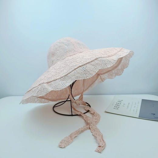 女子夏季大檐防晒帽亲子洋气遮阳帽女童薄款太阳帽蕾丝公主帽子女 商品图9