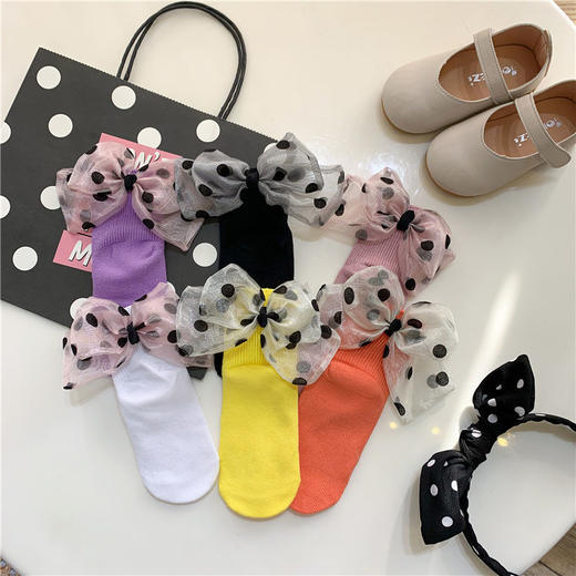 新款春夏季儿童袜子全棉女童波点蝴蝶结淑女薄款短袜公主袜 商品图8