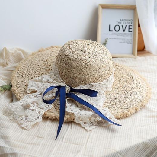 ins网红名媛大沿拉菲草帽时尚气质大檐海边度假沙滩帽遮阳防晒帽 商品图7