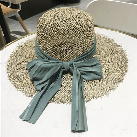 夏天韩版缕空草帽子女日系蝴蝶结明星款沙滩出游休闲遮阳盆帽春季 商品图6