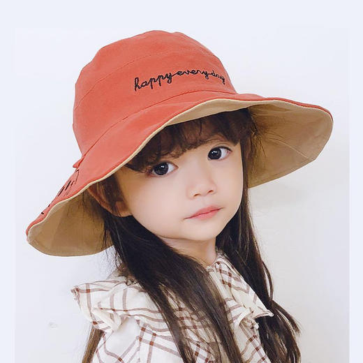儿童帽子女夏季亲子防晒遮阳帽学生中童韩版大檐薄款可折叠渔夫帽 商品图4
