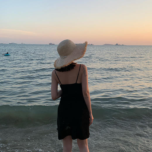 夏季防紫外线大檐草帽手工编织户外度假沙滩帽防晒遮脸遮阳帽女潮 商品图6