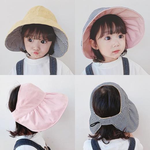 儿童空顶帽子女春夏新款防晒遮阳帽折叠大檐沙滩帽出游亲子太阳帽 商品图4