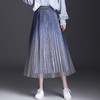 时尚渐变色亮丝网纱百褶裙，修身显瘦A字大裙摆长裙春秋半身裙TY-2106 商品缩略图2