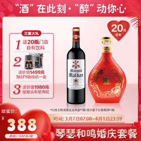 【婚博会】五粮液紫金龙凤壶福禄寿喜酒52%vol 500ml*1瓶++莫尔登红酒