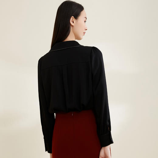 玳莎真丝衬衫高级感气质2022早春新款设计感小众上衣宽松衬衣女 CA31312 商品图2