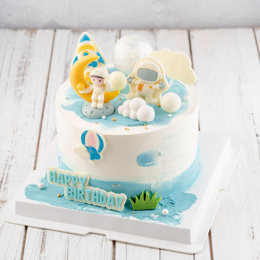 情景蛋糕 遨游太空 宇航员  牛奶奶油蛋糕19 生日蛋糕 大理同城送 商品图1