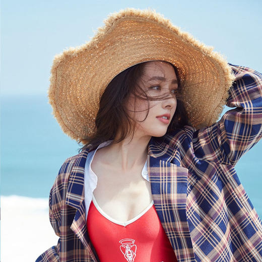 ins网红名媛大沿拉菲草帽时尚气质大檐海边度假沙滩帽遮阳防晒帽 商品图5