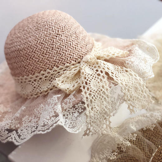 儿童草帽女童夏透气薄款蕾丝遮阳凉帽女宝宝公主出游防晒沙滩帽 商品图7