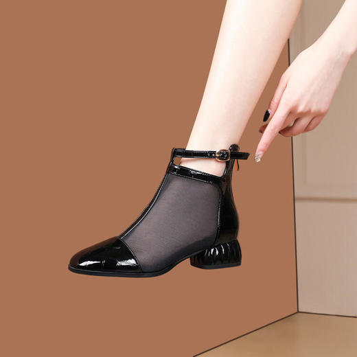 镂空网靴，中跟包头高帮凉靴圆头 PLGZ-D51-1 商品图4