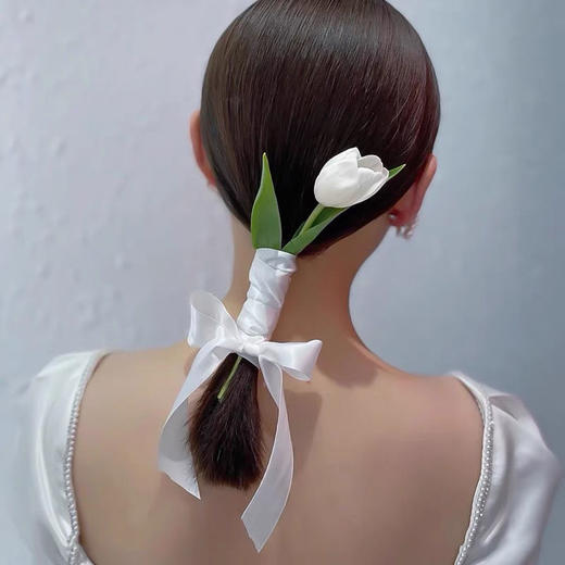 仿真郁金香发饰简约超仙美丝带森系 商品图1