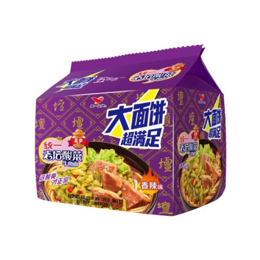 统一大面饼老坛酸菜牛肉面五连包 150g*5 商品图0