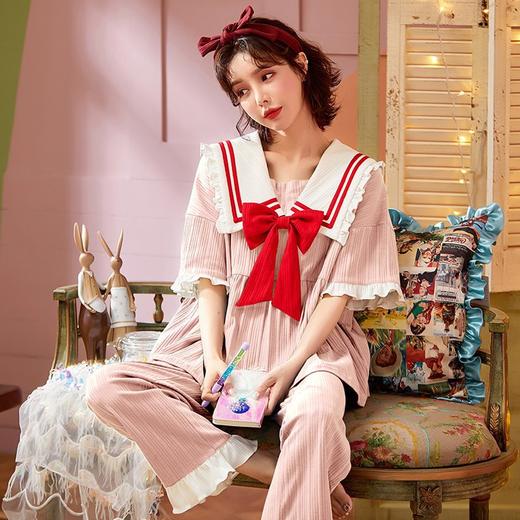 【抖音爆款公主风睡衣】春夏短袖可爱蝴蝶结家居服 夏日清爽棉质吸汗睡衣 商品图1