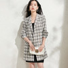 剩S/M/L/XL 芳外格纹中长西服风衣2022春季新款五分袖女式西服 商品缩略图1
