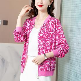 时尚气质，字母印花拼接宽松显瘦上衣小外套KQL-3676