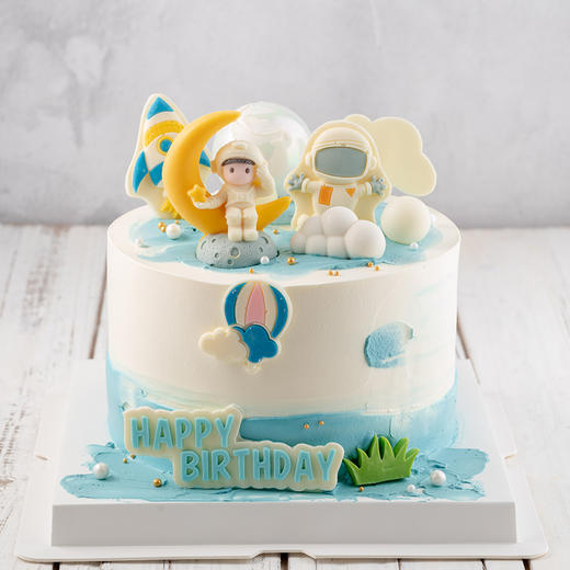 情景蛋糕 遨游太空 宇航员  牛奶奶油蛋糕19 生日蛋糕 大理同城送 商品图0