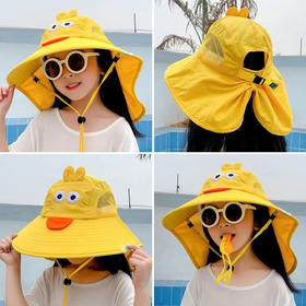 儿童防晒遮阳帽子2-5-10防紫外线女童太阳帽男童夏季渔夫帽沙滩帽