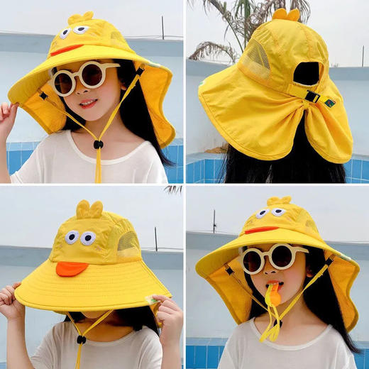 儿童防晒遮阳帽子2-5-10防紫外线女童太阳帽男童夏季渔夫帽沙滩帽 商品图0