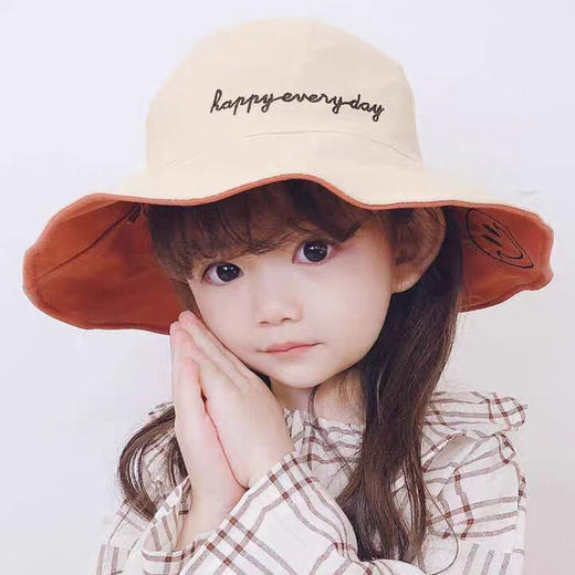 儿童帽子女夏季亲子防晒遮阳帽学生中童韩版大檐薄款可折叠渔夫帽 商品图6
