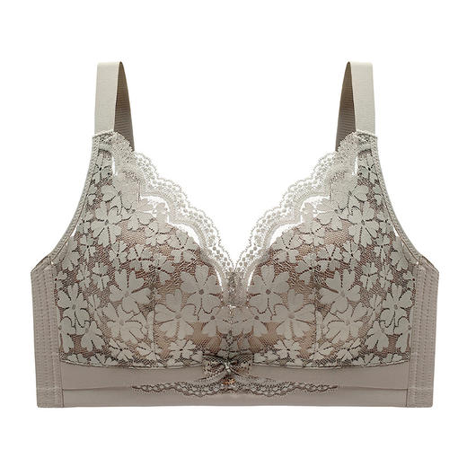 会呼吸的空气杯蕾丝文胸，法式蕾丝花面上薄下厚调整型美胸无钢圈内衣，贴身舒适透气上托聚拢文胸套装XT-3688 商品图3