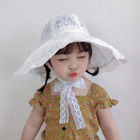 儿童夏季防晒帽大檐女童薄款太阳帽蕾丝公主帽子女宝宝洋气遮阳帽