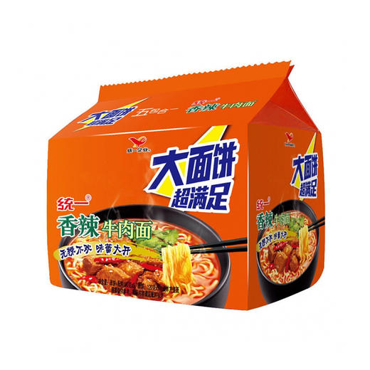 统一大面饼香辣牛肉面 140g*5 商品图0