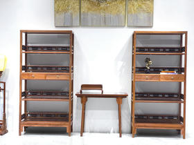 红桥红  家具严选  缅甸花梨（大果紫檀）【198嵌紫光檀椭圆卡子花 书架】