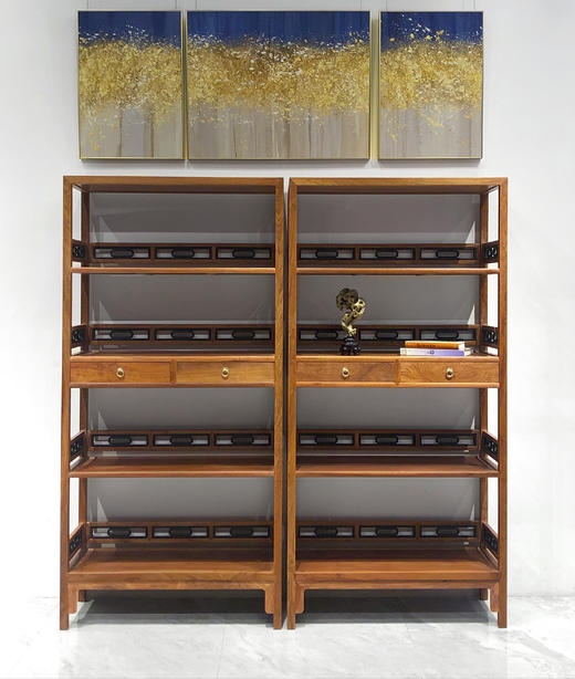 红桥红  家具严选  缅甸花梨（大果紫檀）【198嵌紫光檀椭圆卡子花 书架】 商品图2