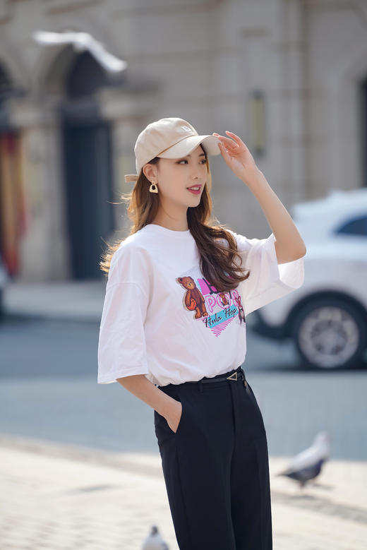 清凉去库【小熊印花T恤】【胖瘦可穿】臣禾【100%棉】宽松【藏肉救星】情侣款圆领短袖上衣S211050831（现货） 黑S白M无货 勿拍，偏大一码 商品图5