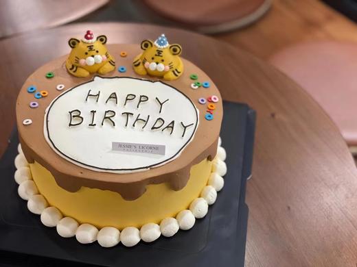 两只老虎立体可爱手绘奶油蛋糕 商品图0