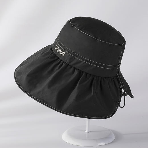 韩国轻薄透气抽绳大沿帽纯色百搭后开叉可折叠太阳帽  JC-1627 商品图5
