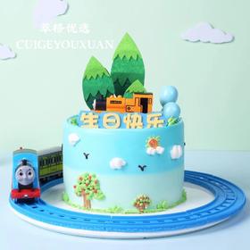 森林托马斯  儿童生日蛋糕1.5磅 （会动的小火车）