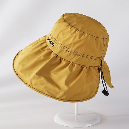 韩国轻薄透气抽绳大沿帽纯色百搭后开叉可折叠太阳帽  JC-1627 商品图3