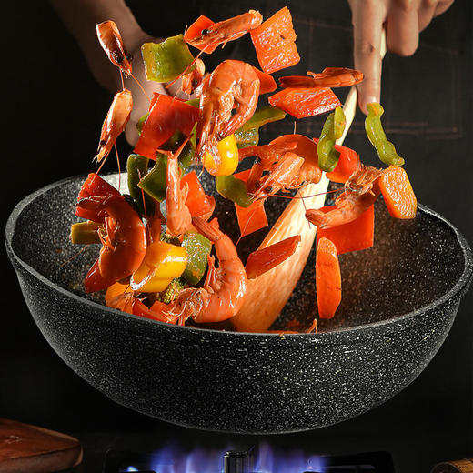 翰乐麦饭石不粘炒锅HL-CG30臻岩炒锅30cm电磁炉煤气灶通用 商品图3