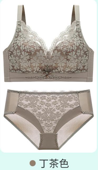 会呼吸的空气杯蕾丝文胸，法式蕾丝花面上薄下厚调整型美胸无钢圈内衣，贴身舒适透气上托聚拢文胸套装XT-3688 商品图9