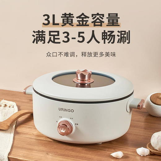 七彩叮当多功能电煮锅小型炒锅不粘锅内胆煎炒蒸煮焖涮炖一锅多用（送木铲） 商品图4