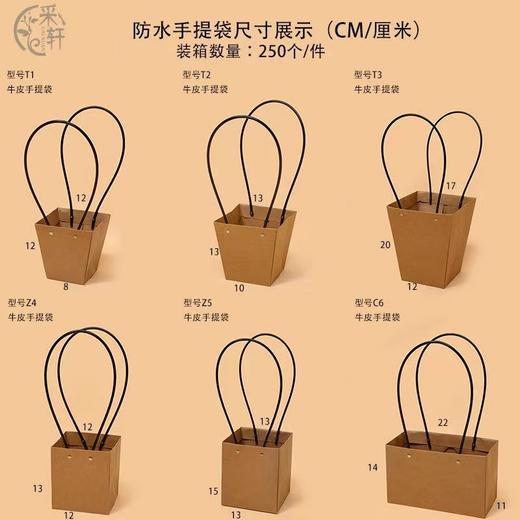 【粉色/牛皮色】牛皮纸防水手提袋/梯形提袋/长方形提袋（10个/包） 商品图4