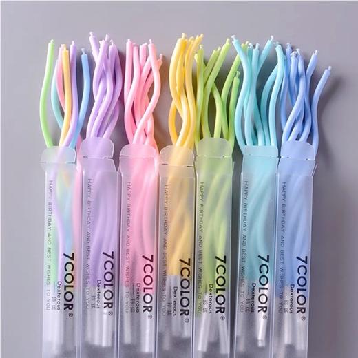 「曲线蜡烛」马卡龙彩虹色细长生日蜡烛 商品图2