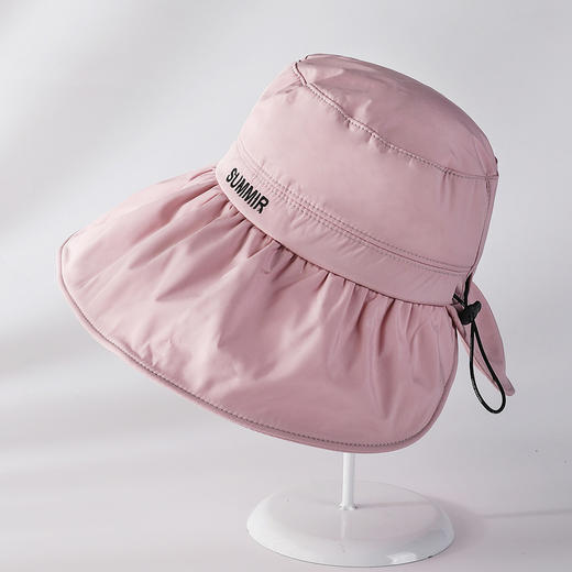 韩国轻薄透气抽绳大沿帽纯色百搭后开叉可折叠太阳帽  JC-1627 商品图4