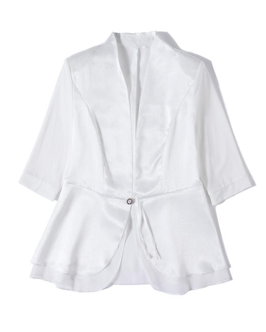 时尚纯色，修身百搭修行显瘦缎面拼接网纱中袖外套KQL-2269 商品图2