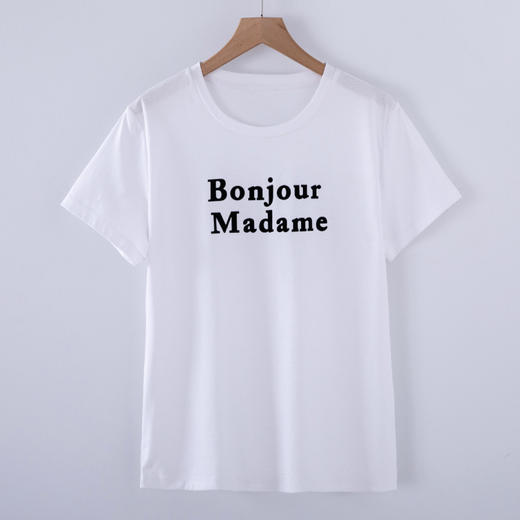 清爽百搭时尚修身,80支植绒丝光棉字母纯棉夏季短袖女T恤 ZS8901 商品图6