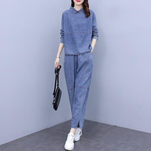休闲时尚套装女装2022年新款秋装气质小个子洋气早春牛仔两件套潮 DL230 商品图3
