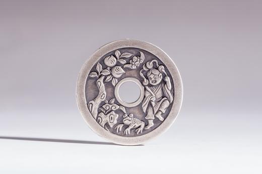 矩德泉坊  纯银手作 长命富贵金玉满堂浮雕刘海戏金蟾 吉祥钱461 商品图1