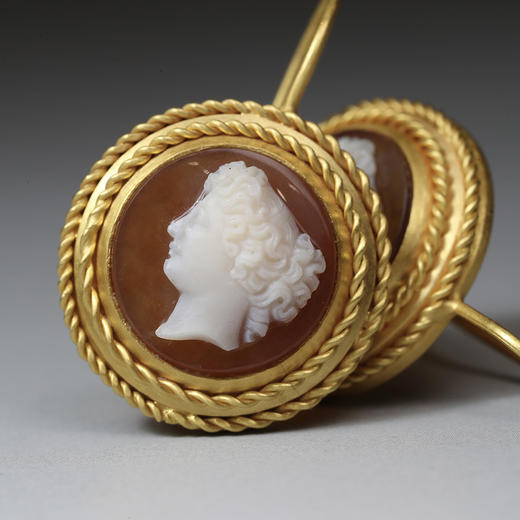 1880年代玛瑙Cameo双姝耳环 商品图3