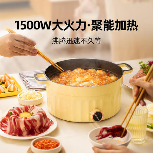 朋森多功能电火锅家用大容量一体锅电热火锅专用蒸煮煎炒烤电煮锅1500w大功率加热快 商品图0