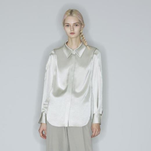 竖条纹中长款衬衫 商品图1