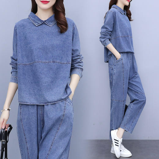 休闲时尚套装女装2022年新款秋装气质小个子洋气早春牛仔两件套潮 DL230 商品图1