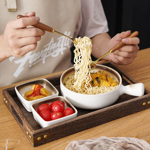 日式陶瓷一人食餐具面碗手柄碗沙拉碗双耳汤碗吃饭碗家用碗碟套装 商品图4