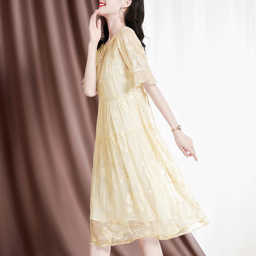 优雅温柔，短袖中长款桑蚕丝连衣裙SM-82297507 商品图2